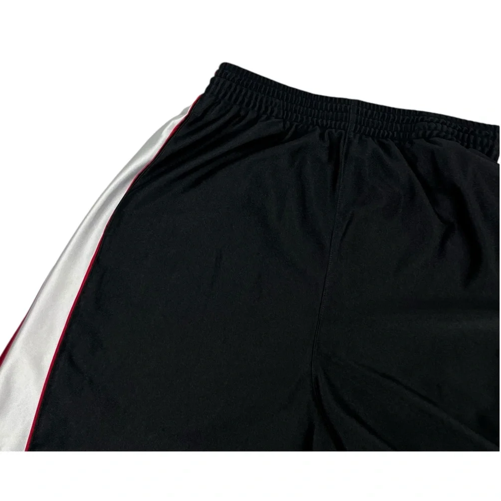 Adidas Mens XL Shorts Dazzle Shiny Y2K Basketball Pockets Black Red Striped - Picture 12 of 15